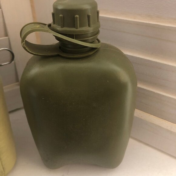Vintage Military Canteen Water Bottle Kettle Pouch Cup Set Army Green - Picture 6 of 9